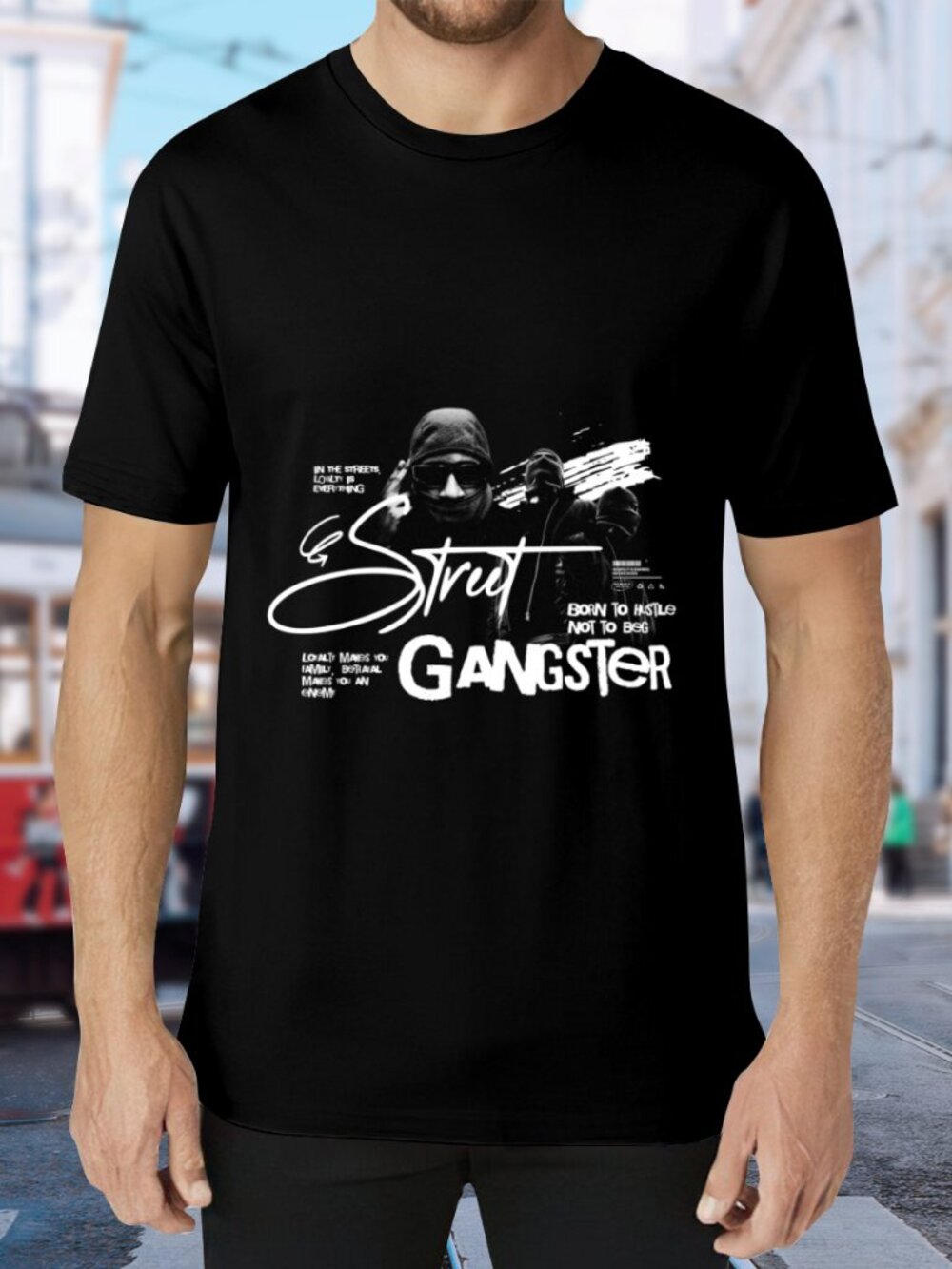 Street Gangster Graphic Tee - Black